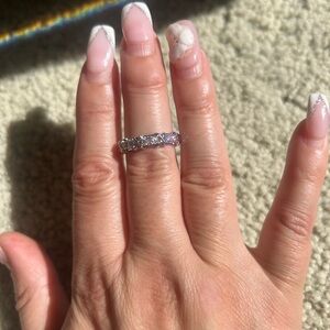 Mosiszanite and white gold ring plated